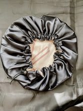 Load image into Gallery viewer, Satin Reversible Black &amp; Champagne Bonnet
